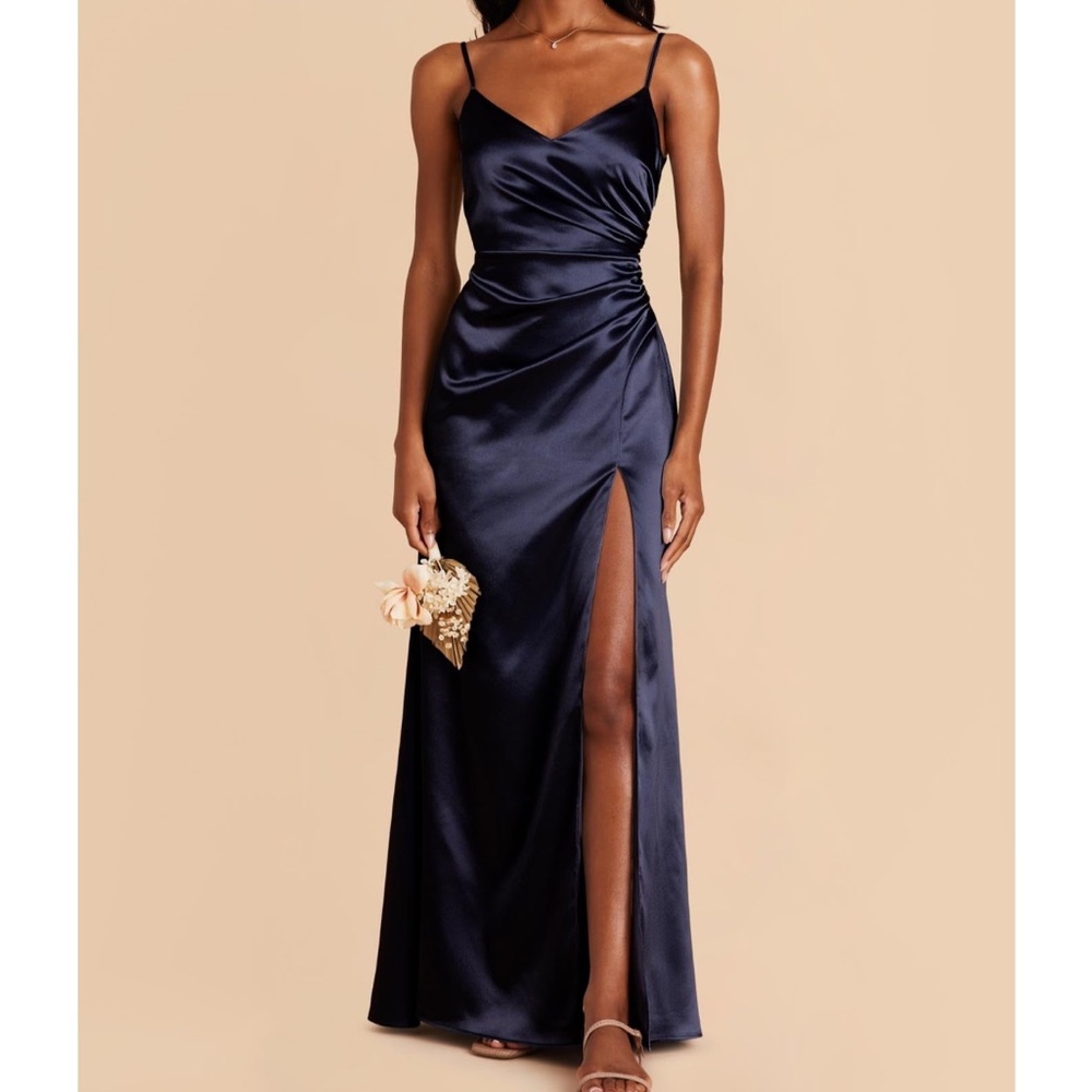 Birdy Grey Navy Blue Satin Gown